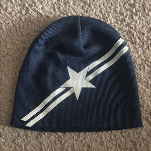 Navy Blue Beanie with White Star Design